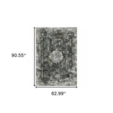 5' X 8' Charcoal Rust Grey Blue Ivory And Brown Oriental Power Loom Stain Resistant Area Rug - Homeroots