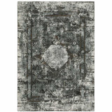 8' X 11' Charcoal Rust Grey Blue Ivory And Brown Oriental Power Loom Stain Resistant Area Rug - Homeroots - Flyclothing LLC