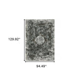 8' X 11' Charcoal Rust Grey Blue Ivory And Brown Oriental Power Loom Stain Resistant Area Rug - Homeroots - Flyclothing LLC