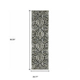 2' X 8' Ivory Charcoal Grey Blue Rust Gold And Brown Oriental Power Loom Stain Resistant Runner Rug - Homeroots - Flyclothing LLC