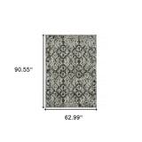 5' X 8' Ivory Charcoal Grey Blue Rust Gold And Brown Oriental Power Loom Stain Resistant Area Rug - Homeroots - Flyclothing LLC