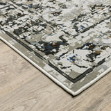 6' X 9' Ivory Charcoal Grey Blue Rust Gold And Brown Oriental Power Loom Stain Resistant Area Rug - Homeroots - Flyclothing LLC