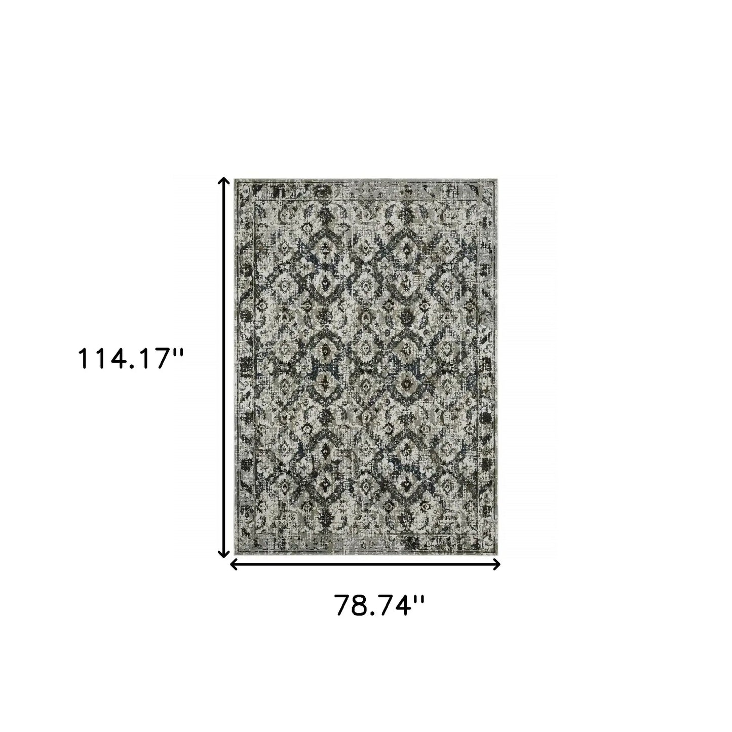 6' X 9' Ivory Charcoal Grey Blue Rust Gold And Brown Oriental Power Loom Stain Resistant Area Rug - Homeroots - Flyclothing LLC