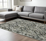 6' X 9' Ivory Charcoal Grey Blue Rust Gold And Brown Oriental Power Loom Stain Resistant Area Rug - Homeroots - Flyclothing LLC