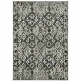 8' X 11' Ivory Charcoal Grey Blue Rust Gold And Brown Oriental Power Loom Stain Resistant Area Rug - Homeroots - Flyclothing LLC