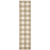 2' X 8' Beige And Ivory Geometric Power Loom Stain Resistant Runner Rug
