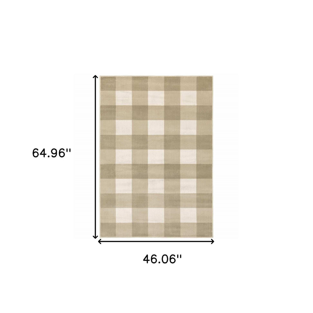 4' X 6' Beige And Ivory Geometric Power Loom Stain Resistant Area Rug - Homeroots - Flyclothing LLC