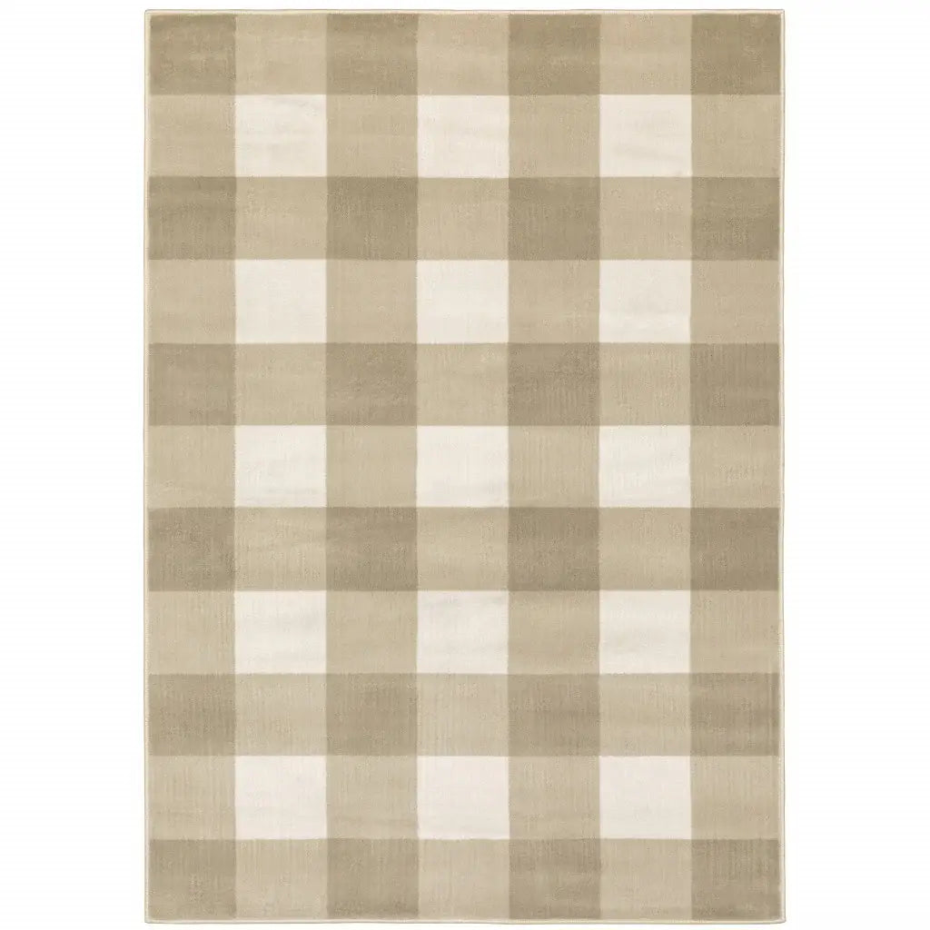 5' X 7' Beige And Ivory Geometric Power Loom Stain Resistant Area Rug - Homeroots - Flyclothing LLC