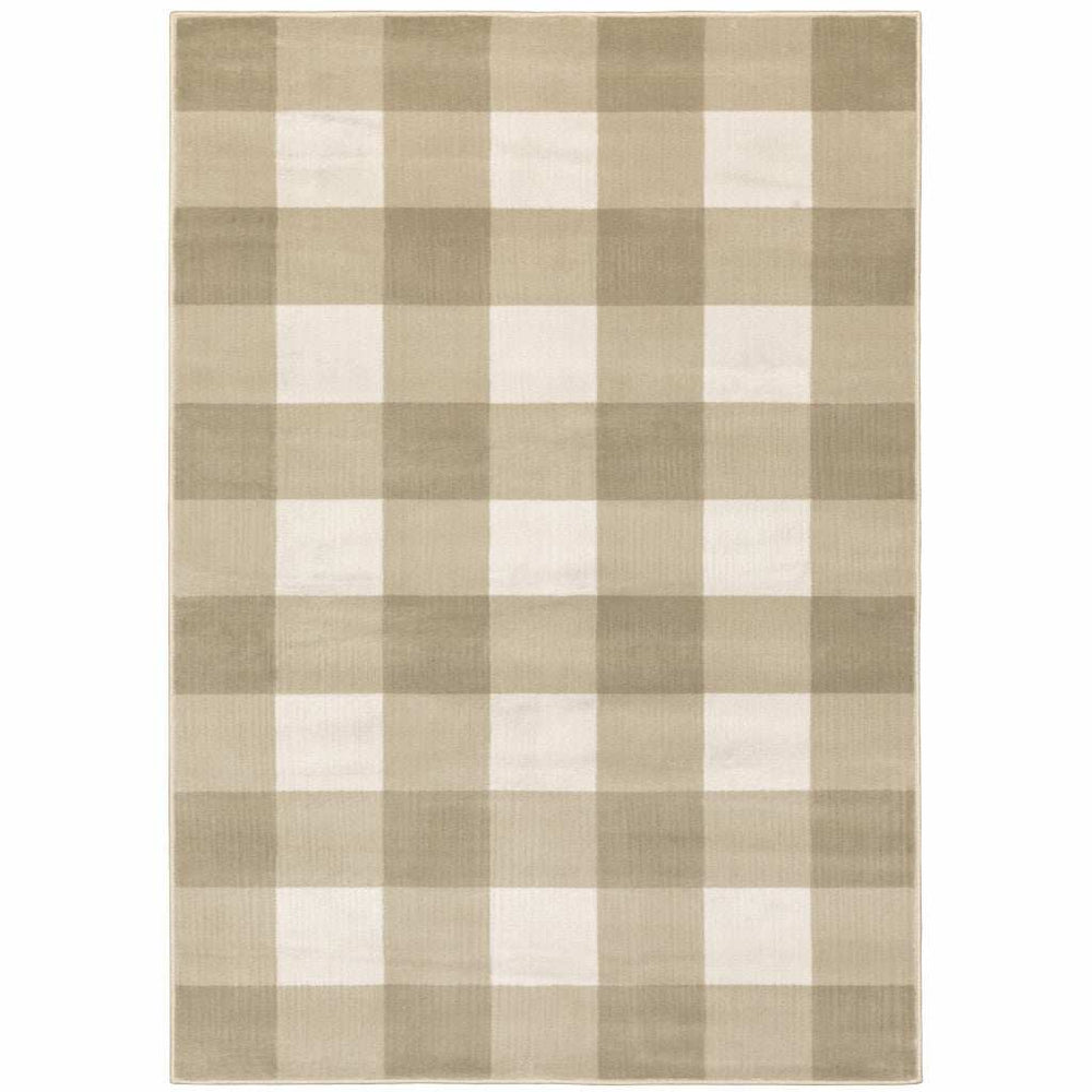 5' X 7' Beige And Ivory Geometric Power Loom Stain Resistant Area Rug - Homeroots - Flyclothing LLC