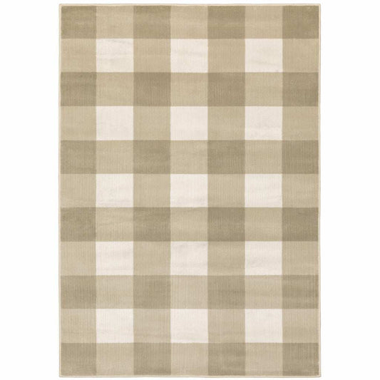5' X 7' Beige And Ivory Geometric Power Loom Stain Resistant Area Rug - Homeroots - Flyclothing LLC