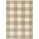 5' X 7' Beige And Ivory Geometric Power Loom Stain Resistant Area Rug