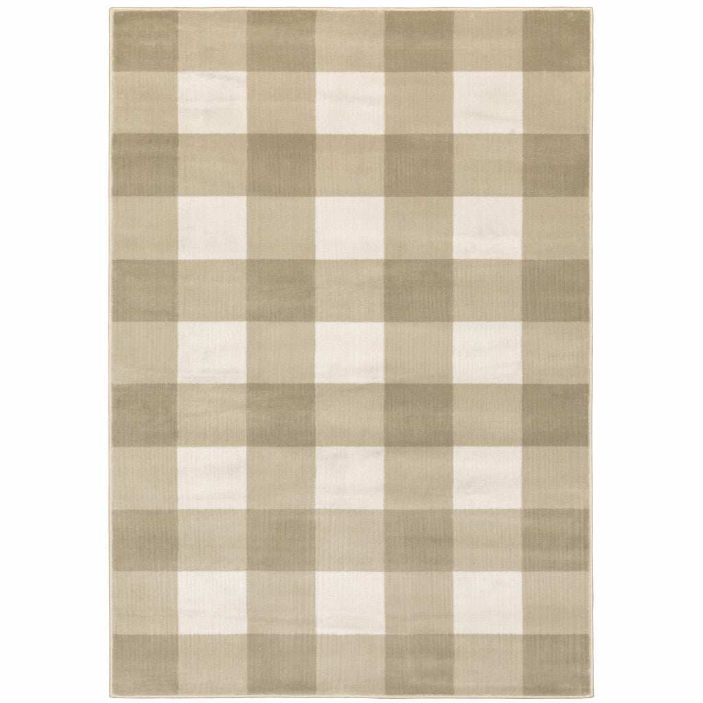 8' X 10' Beige And Ivory Geometric Power Loom Stain Resistant Area Rug - Homeroots - Flyclothing LLC