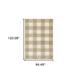 8' X 10' Beige And Ivory Geometric Power Loom Stain Resistant Area Rug - Homeroots - Flyclothing LLC