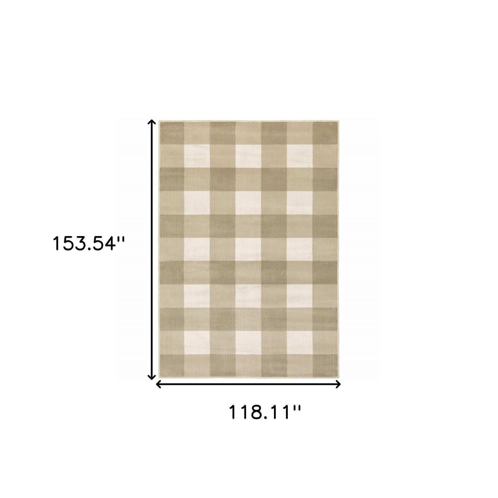 10' X 13' Beige And Ivory Geometric Power Loom Stain Resistant Area Rug - Homeroots - Flyclothing LLC
