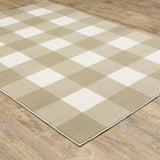 10' X 13' Beige And Ivory Geometric Power Loom Stain Resistant Area Rug - Homeroots