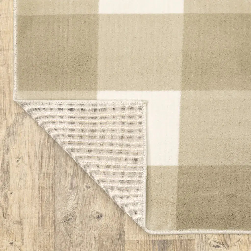 10' X 13' Beige And Ivory Geometric Power Loom Stain Resistant Area Rug - Homeroots - Flyclothing LLC