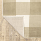 10' X 13' Beige And Ivory Geometric Power Loom Stain Resistant Area Rug
