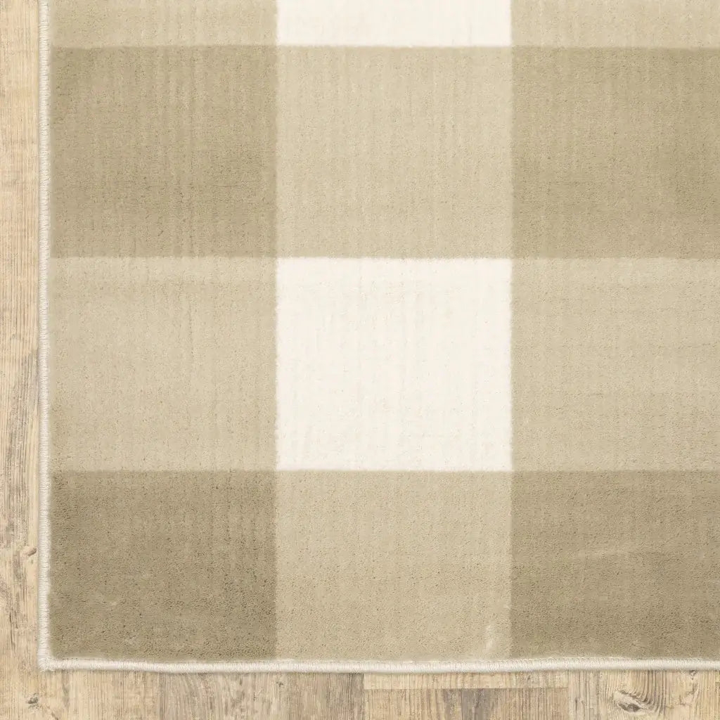 10' X 13' Beige And Ivory Geometric Power Loom Stain Resistant Area Rug - Homeroots - Flyclothing LLC