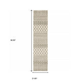 2' X 8' Ivory And Grey Geometric Power Loom Stain Resistant Runner Rug - Homeroots - Flyclothing LLC