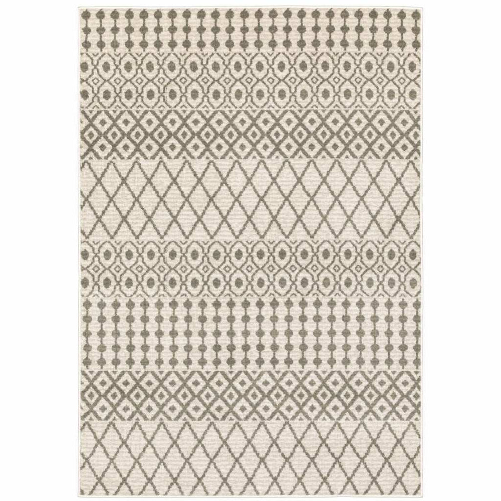 4' X 6' Ivory And Grey Geometric Power Loom Stain Resistant Area Rug - Homeroots - Flyclothing LLC