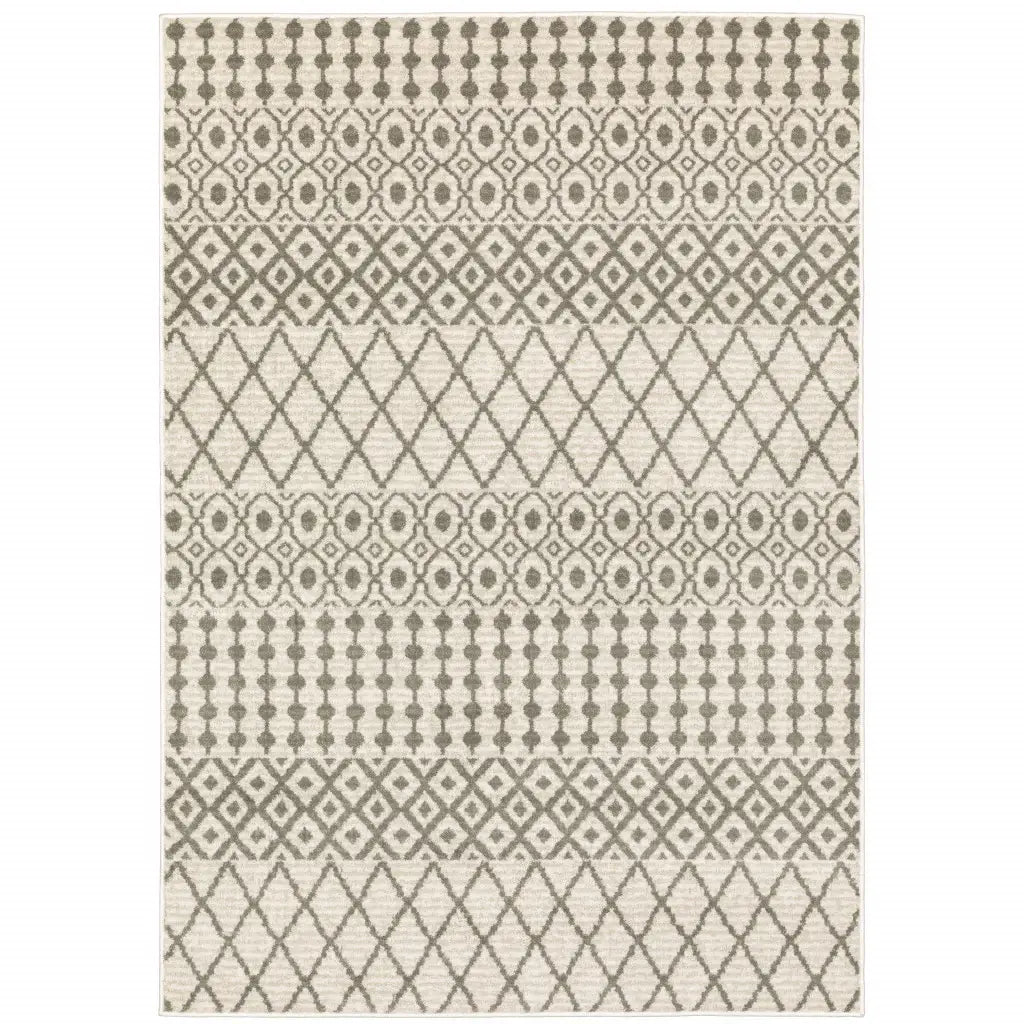5' X 7' Ivory And Grey Geometric Power Loom Stain Resistant Area Rug - Homeroots - Flyclothing LLC