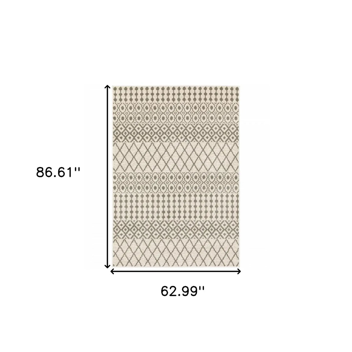 5' X 7' Ivory And Grey Geometric Power Loom Stain Resistant Area Rug - Homeroots - Flyclothing LLC