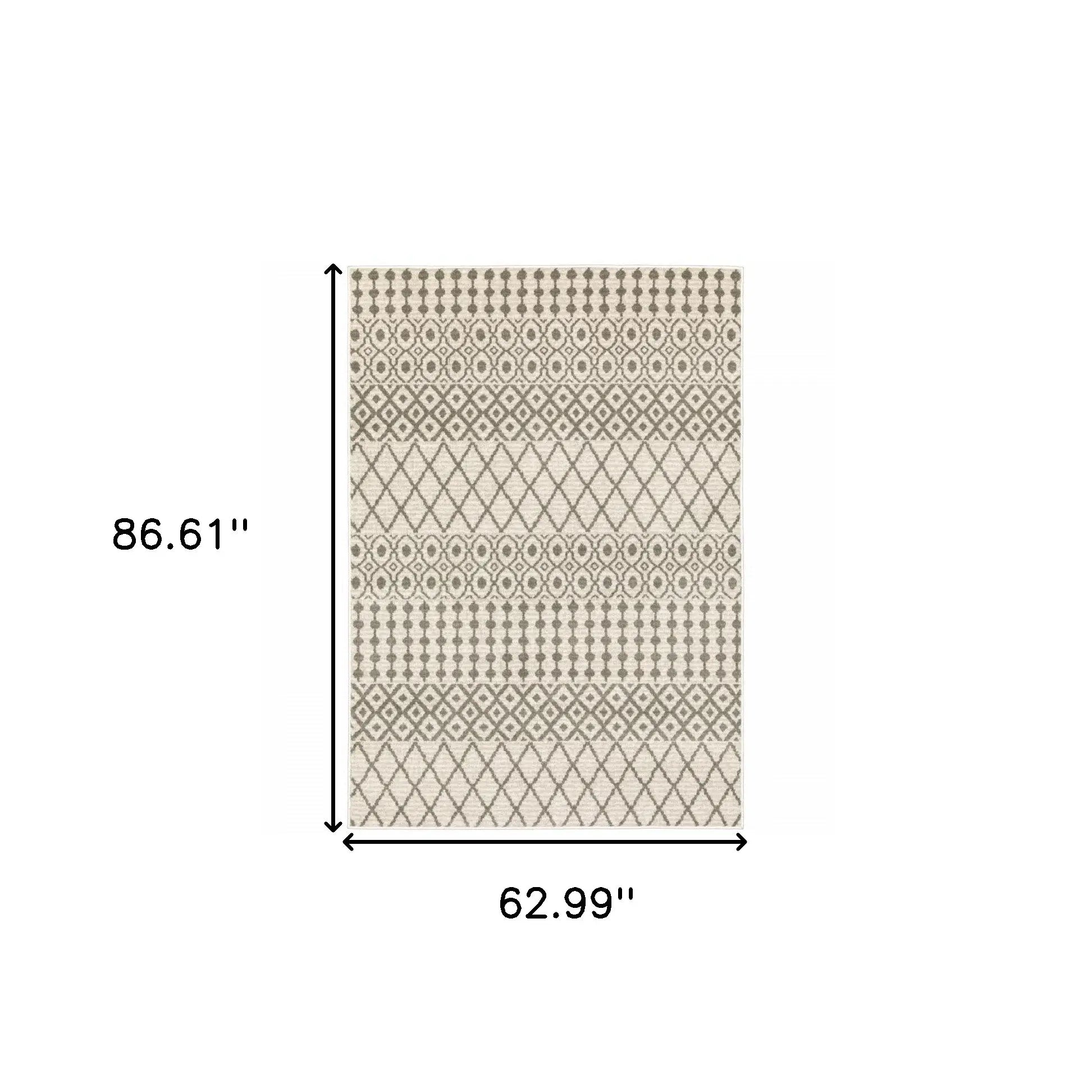 5' X 7' Ivory And Grey Geometric Power Loom Stain Resistant Area Rug - Homeroots - Flyclothing LLC