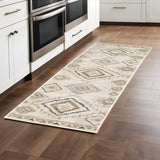 2' X 8' Ivory Grey Black And Ivory Southwestern Power Loom Stain Resistant Runner Rug - Homeroots - Flyclothing LLC