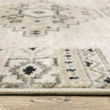 2' X 8' Ivory Grey Black And Ivory Southwestern Power Loom Stain Resistant Runner Rug - Homeroots - Flyclothing LLC