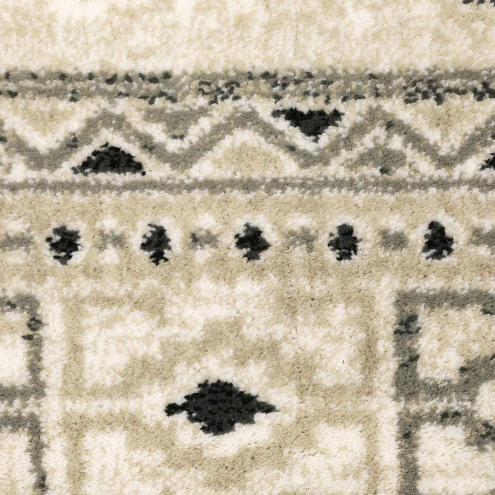 10' X 13' Ivory Grey Black And Ivory Southwestern Power Loom Stain Resistant Area Rug - Homeroots - Flyclothing LLC