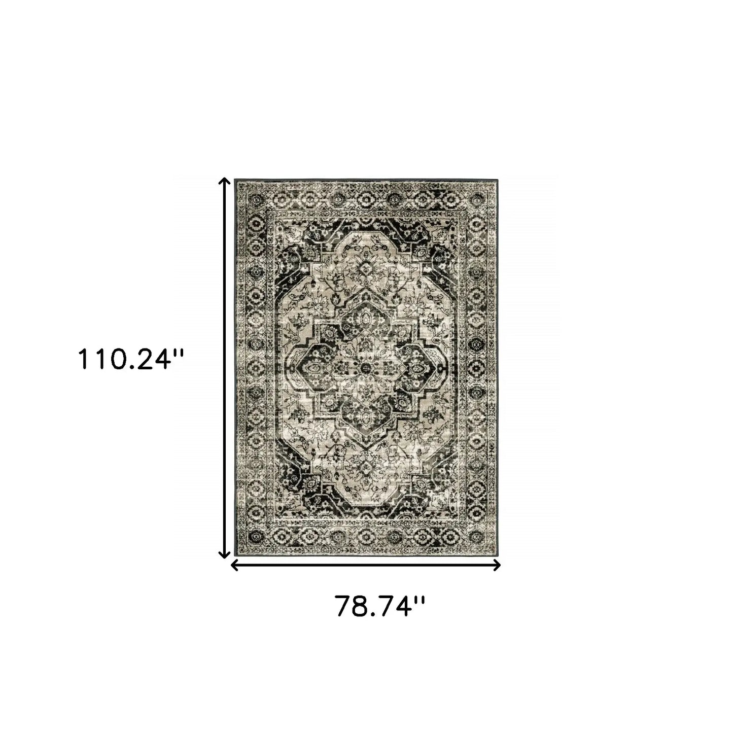 6' X 9' Black Grey Tan And Ivory Oriental Power Loom Stain Resistant Area Rug - Homeroots - Flyclothing LLC