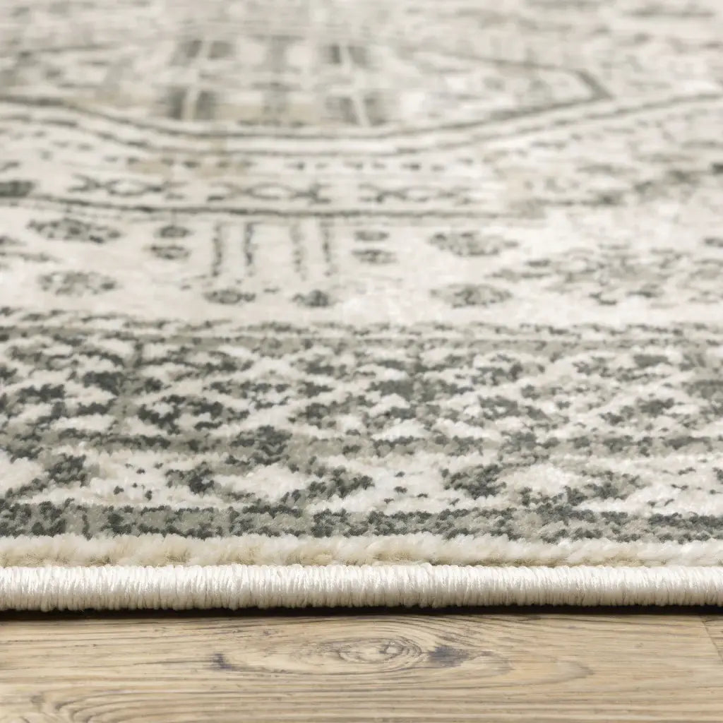 4' X 6' Ivory Grey Black And Ivory Oriental Power Loom Stain Resistant Area Rug - Homeroots - Flyclothing LLC