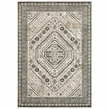 8' X 10' Ivory Grey Black And Ivory Oriental Power Loom Stain Resistant Area Rug - Homeroots - Flyclothing LLC
