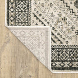 10' X 13' Ivory Grey Black And Ivory Oriental Power Loom Stain Resistant Area Rug - Homeroots - Flyclothing LLC