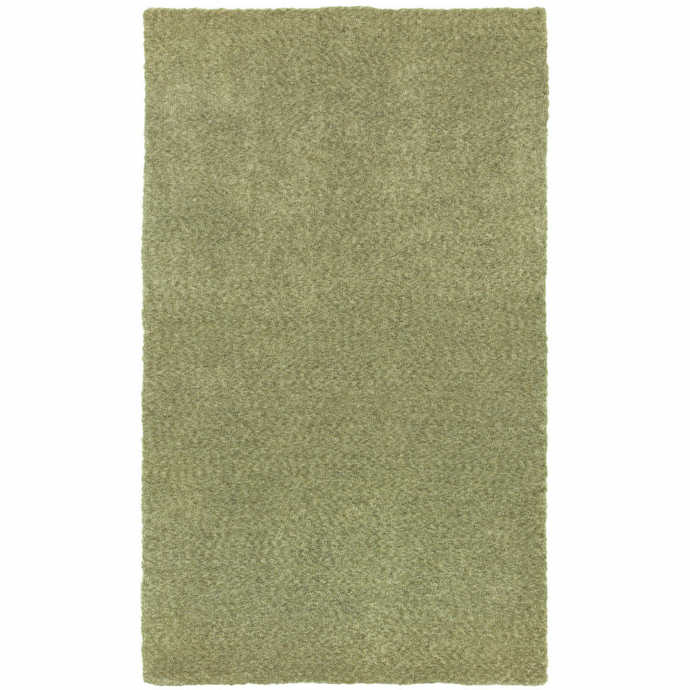 10' X 13' Olive Green Shag Tufted Handmade Stain Resistant Area Rug