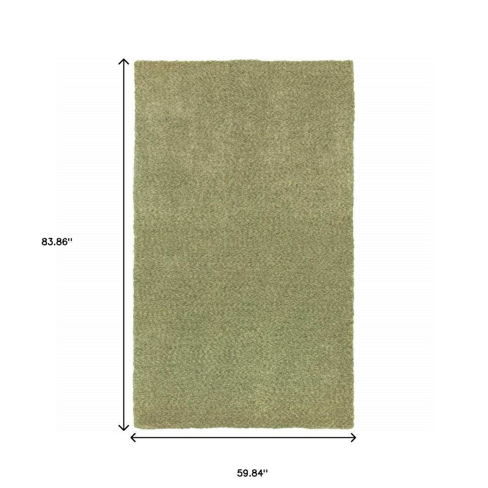 5' X 7' Olive Green Shag Tufted Handmade Stain Resistant Area Rug - Homeroots - Flyclothing LLC