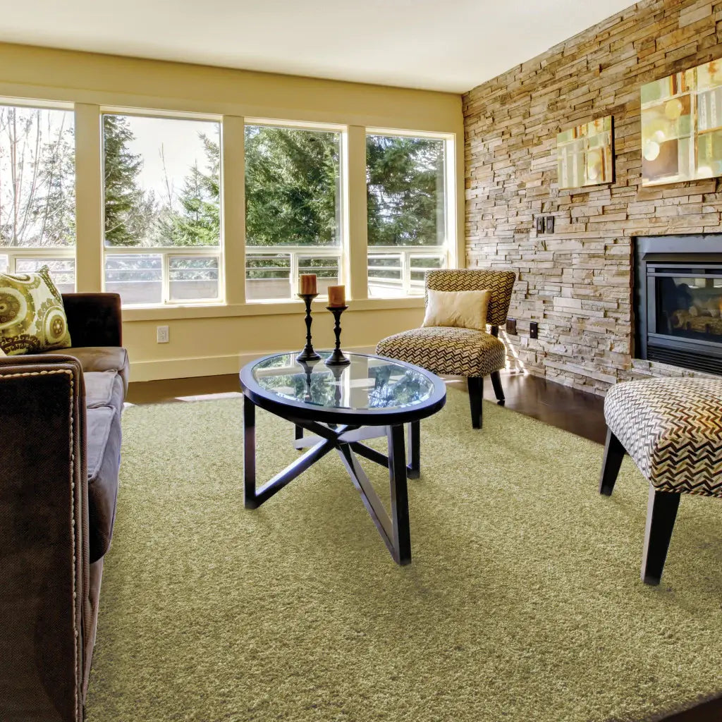 6' X 9' Olive Green Shag Tufted Handmade Stain Resistant Area Rug - Homeroots - Flyclothing LLC