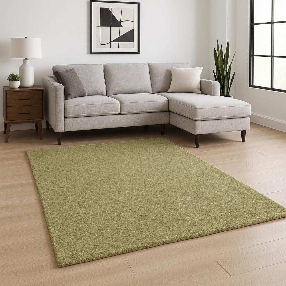 6' X 9' Olive Green Shag Tufted Handmade Stain Resistant Area Rug - Homeroots - Flyclothing LLC