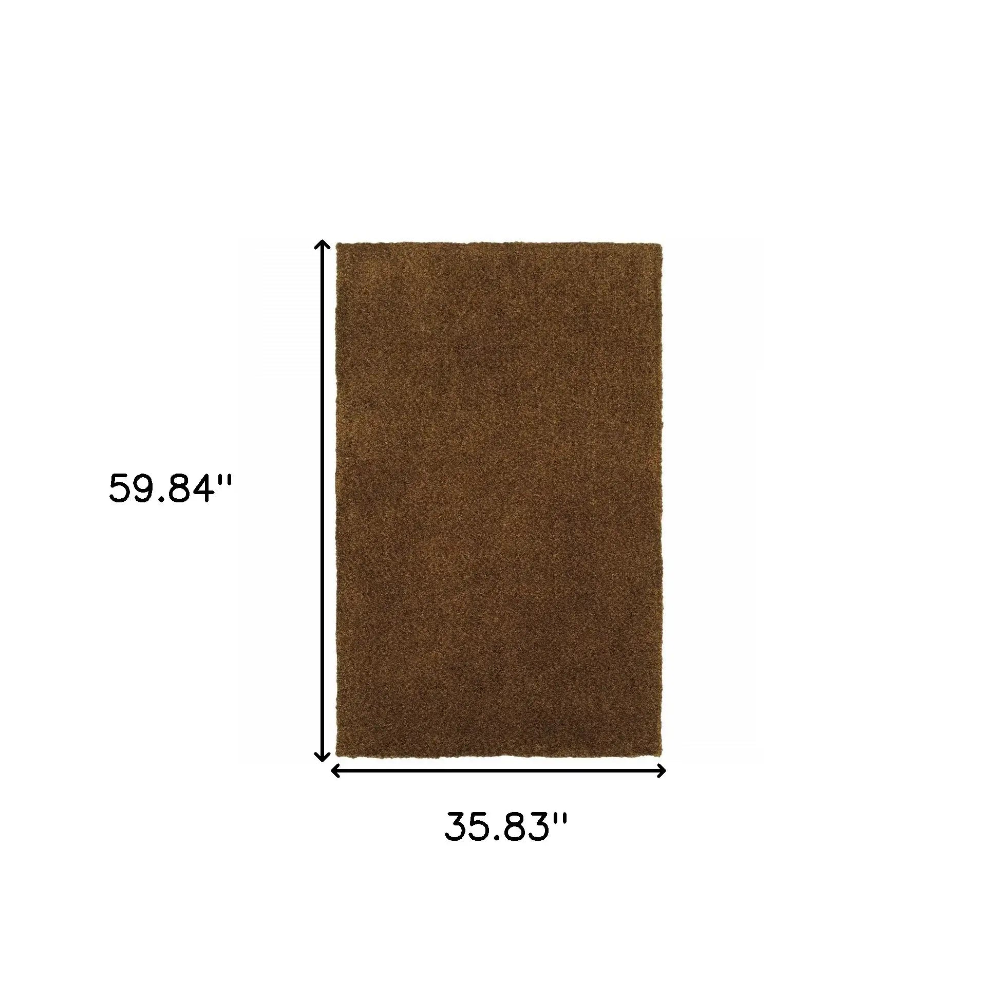 3' X 5' Brown Shag Tufted Handmade Stain Resistant Area Rug - Homeroots - Flyclothing LLC