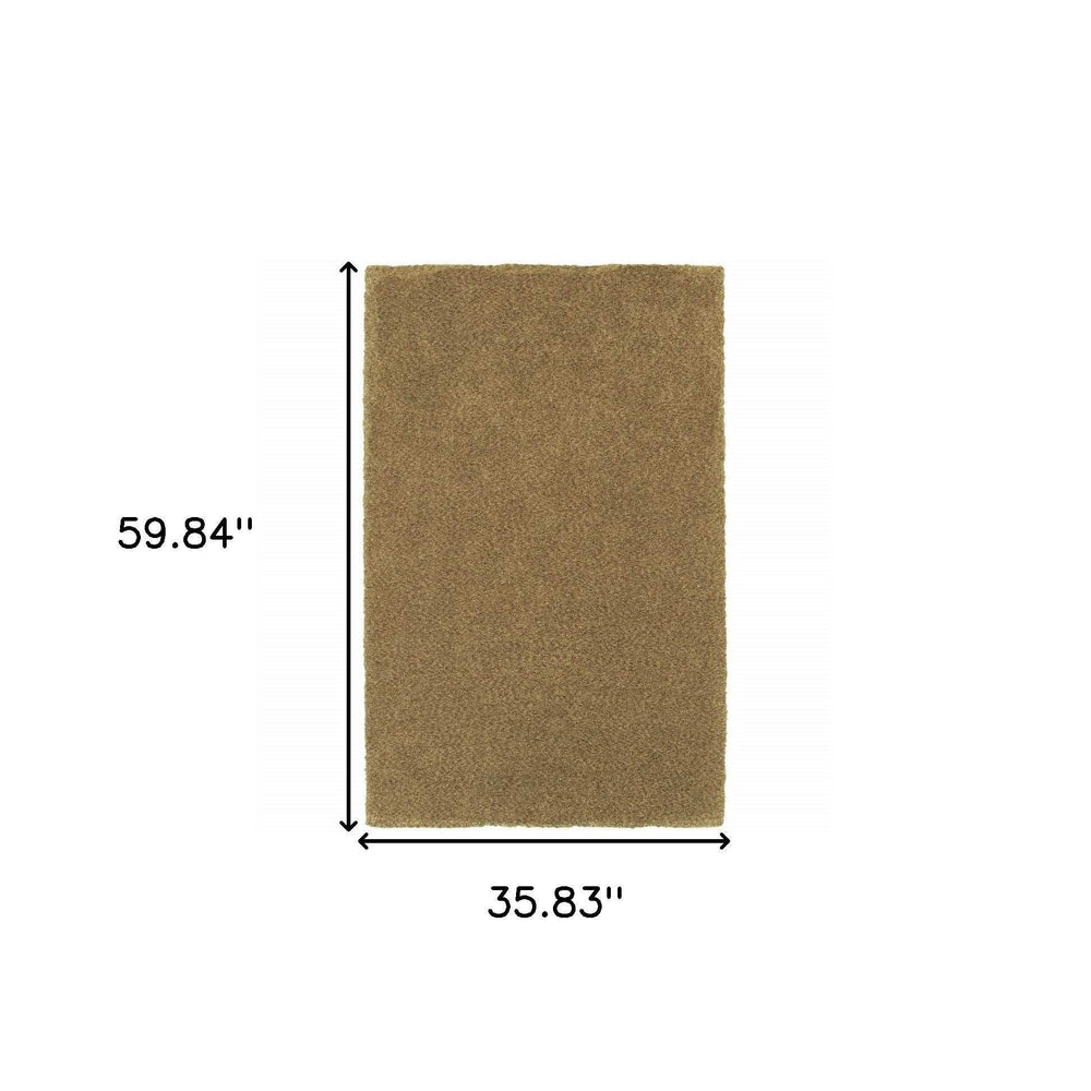 3' X 5' Rich Gold Shag Tufted Handmade Stain Resistant Area Rug - Homeroots - Flyclothing LLC