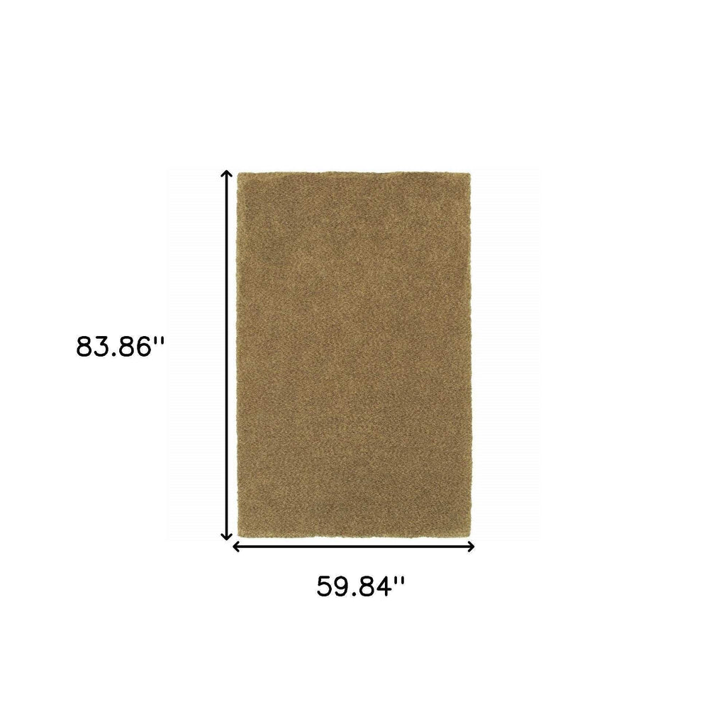 5' X 7' Rich Gold Shag Tufted Handmade Stain Resistant Area Rug - Homeroots - Flyclothing LLC