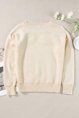 Crochet Flower Round Neck Dropped Shoulder Sweater - Trendsi - Flyclothing LLC