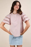 VERY J Lace Trim Sleeve Top - Trendsi