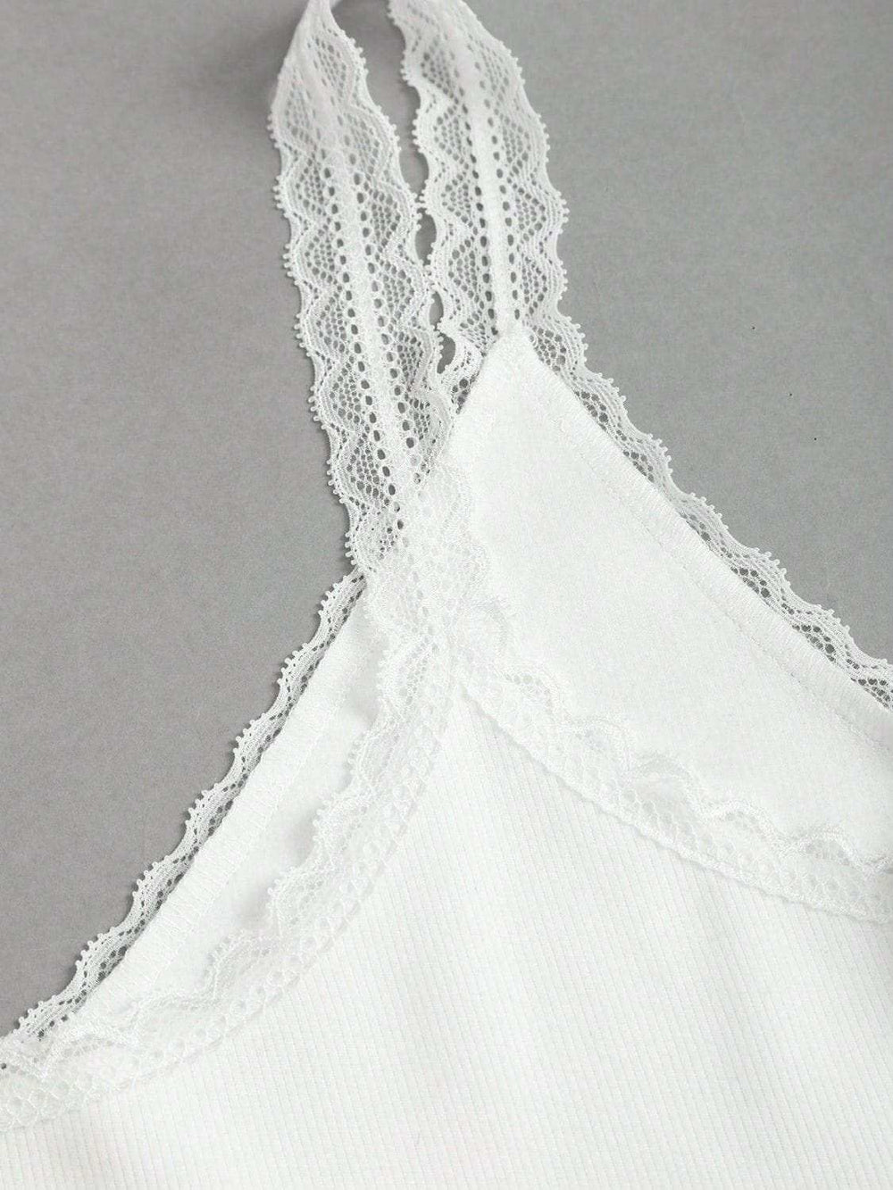 Lace Detail V-Neck Wide Strap Tank - Trendsi - Flyclothing LLC