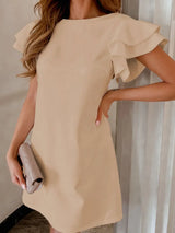 Ruffled Layered Short Sleeve Mini Dress - Trendsi - Flyclothing LLC