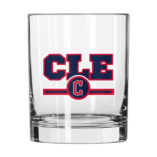 Cleveland Guardians 14oz Letterman Rocks Glass - Logo Brands - Flyclothing LLC