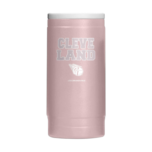 Cleveland Guardians Stencil Powder Coat Slim Can Coolie - Logo Brands - Flyclothing LLC