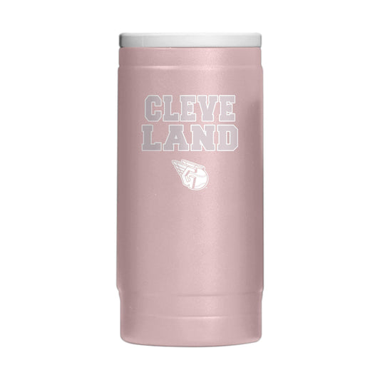 Cleveland Guardians Stencil Powder Coat Slim Can Coolie - Logo Brands - Flyclothing LLC
