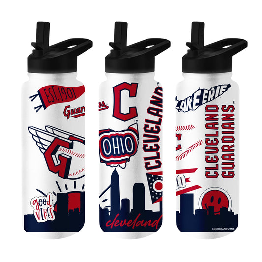 Cleveland Guardians 34oz Native Quencher Bottle - Logo Brands - Flyclothing LLC