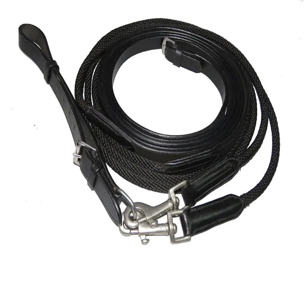 Henri de Rivel Advantage Draw Reins - Rounded Nylon / Leather Snap - Breeches.com - Flyclothing LLC